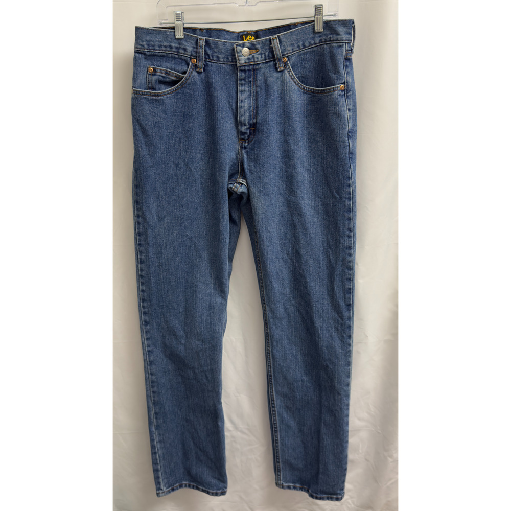Lee Jeans Mens 34x34 Blue Regular Fit Denim Medium Wash Straight Leg Classic